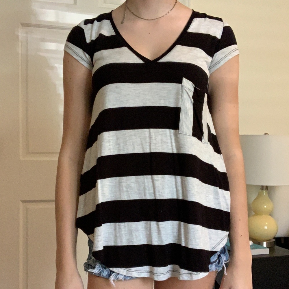 Striped v-neck top